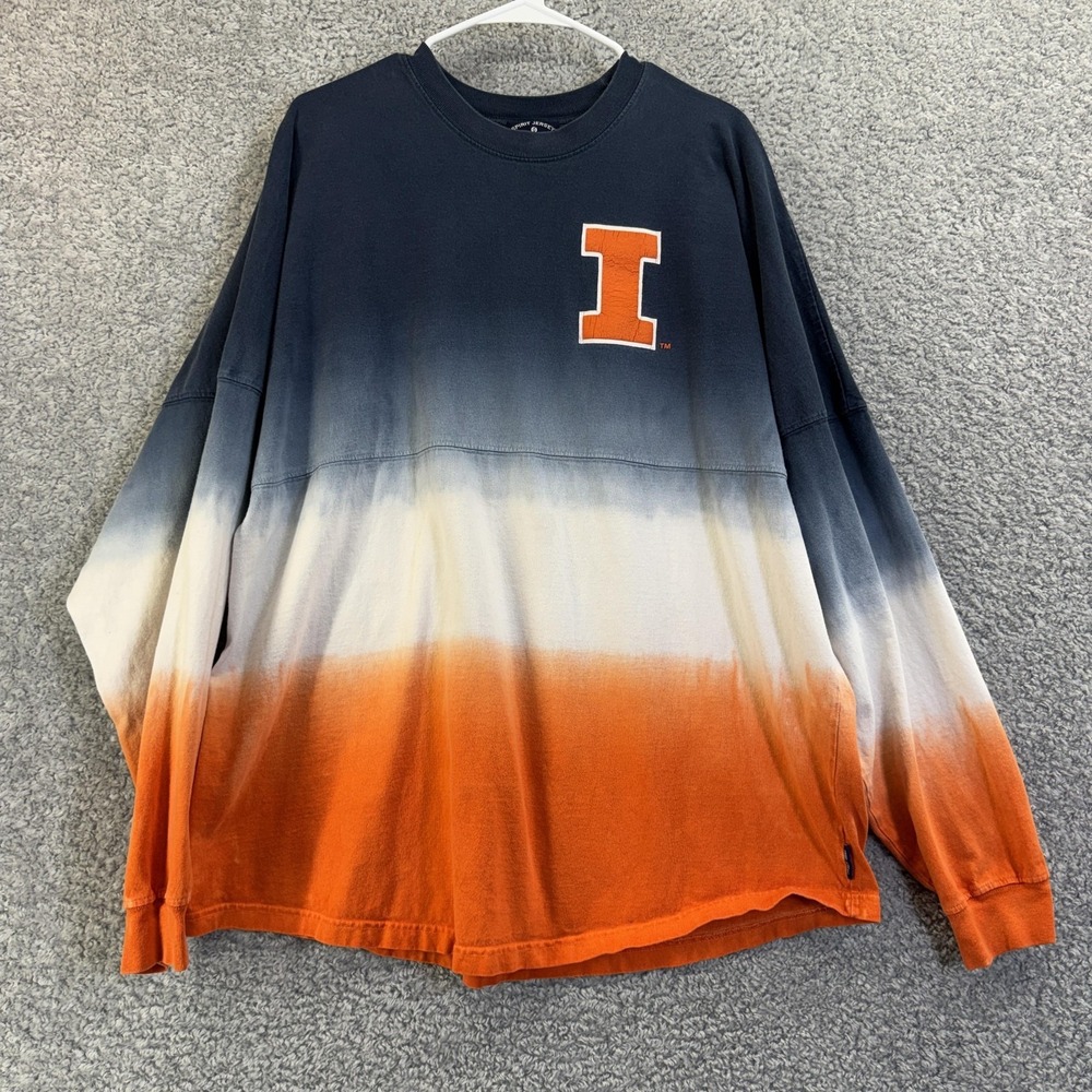 Illinois Fighting Illini Shirt Womens XL NCAA Football Navy Orange Spirit Jersey